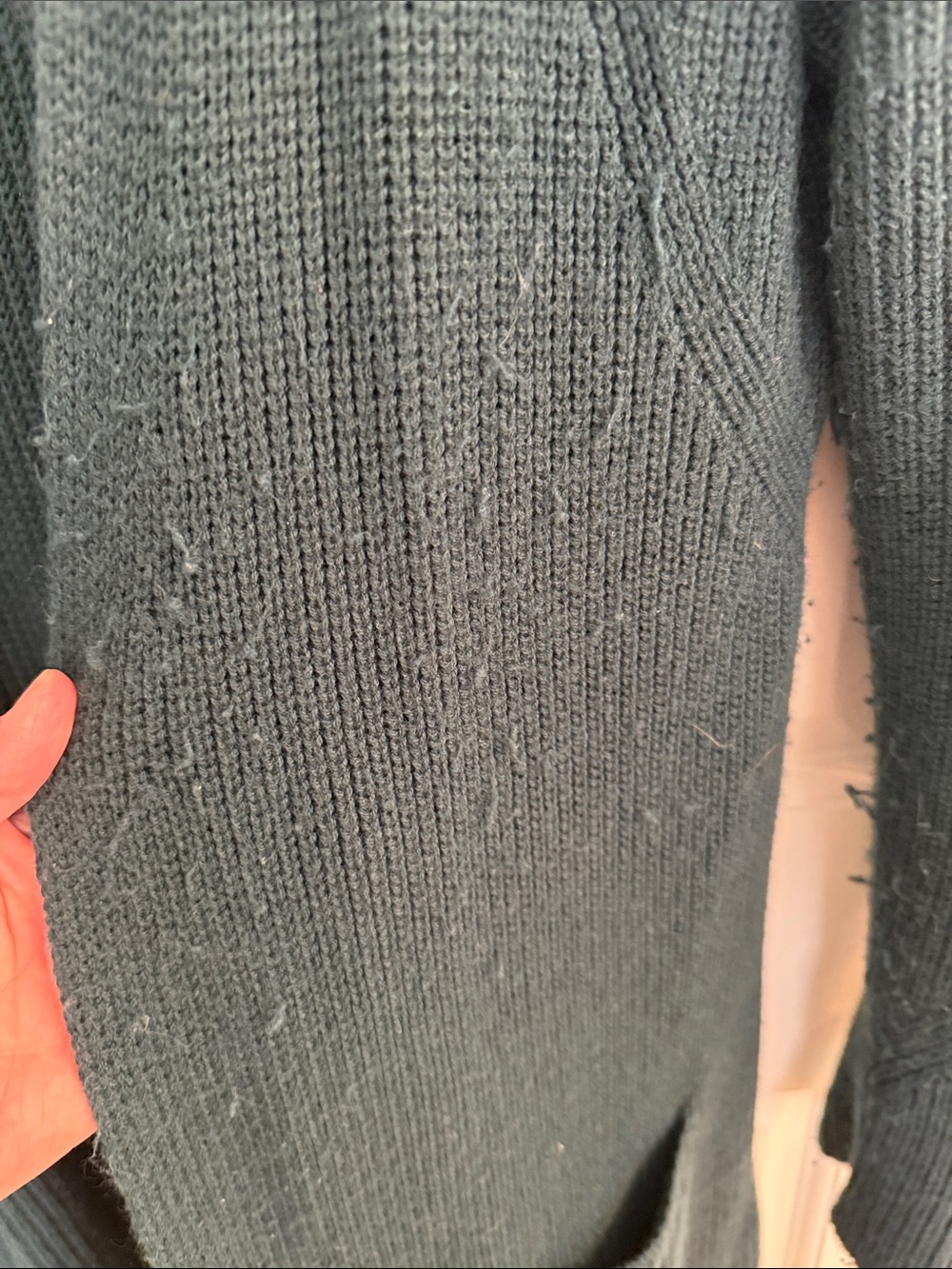 Halogen Long Open-Front Forest Green Ribbed Cardigan - Picture 4 of 4